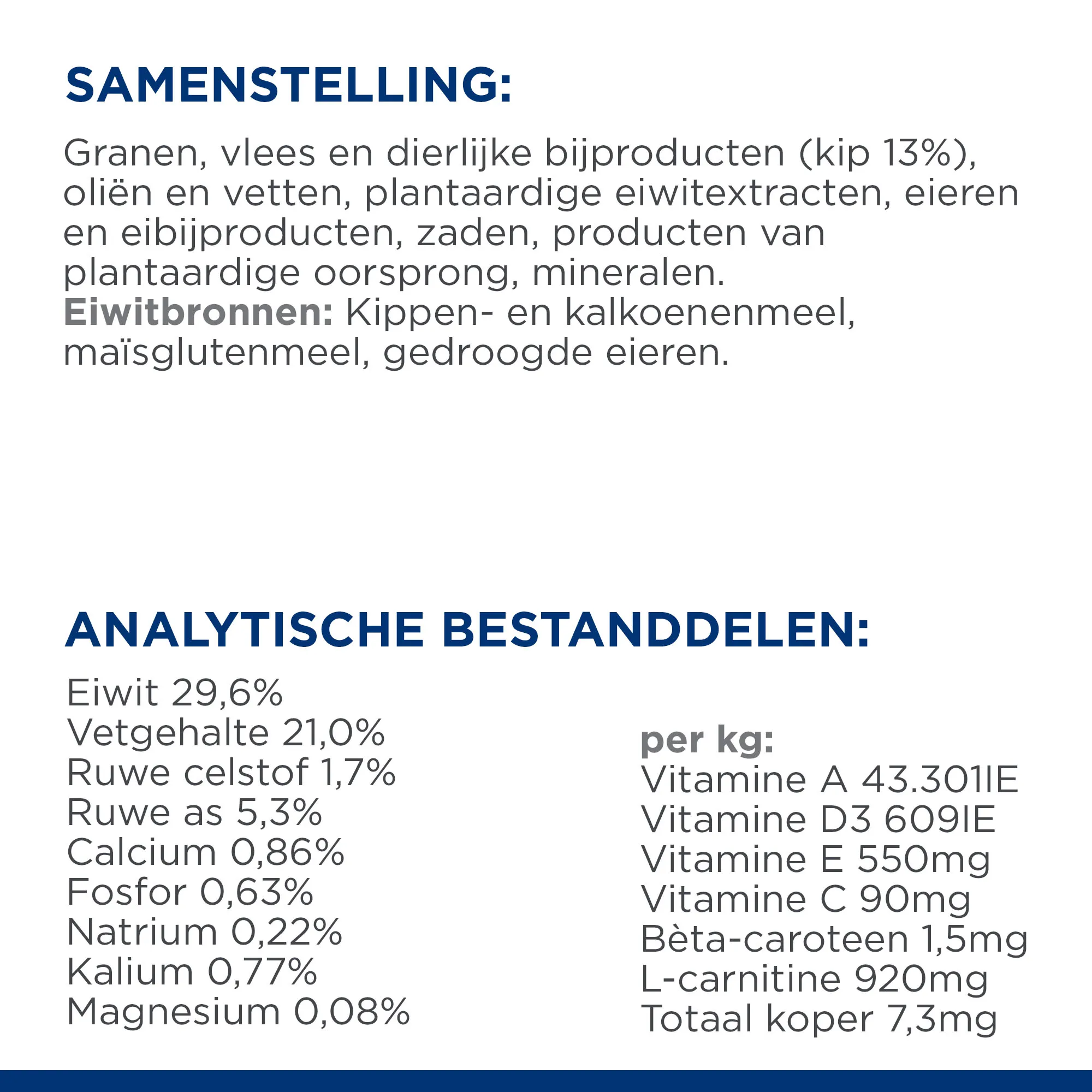 hill's l/d kat ingrediënten