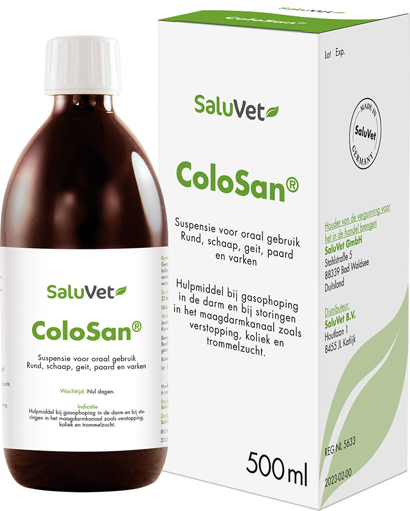 Saluvet Colosan 500ml verstoppingskoliek gasophoping paarden koeien